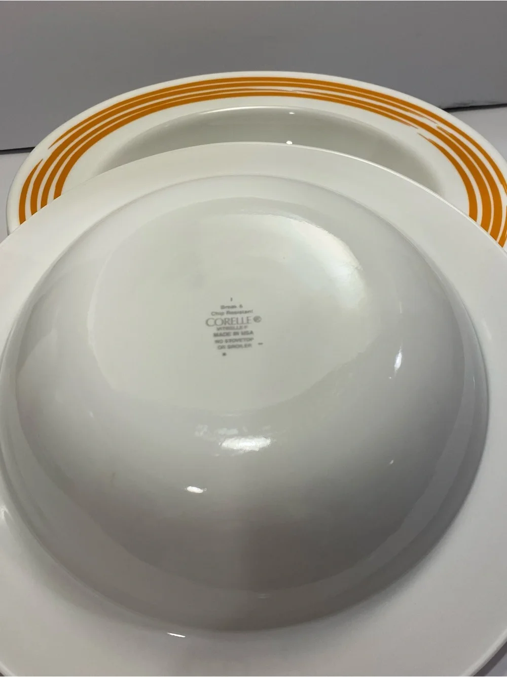 Corelle Strokes of Color Tangerine Orange Pasta Bowls Set of 4 Discontinued